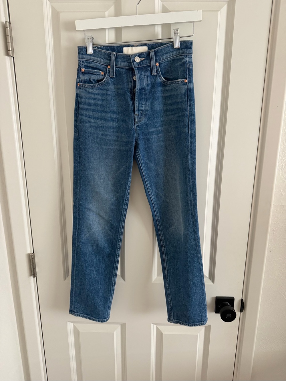 MOTHER  Medium Blue Straight Jeans